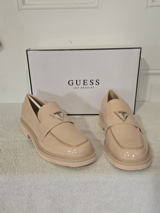 Guess Shoes - GUESS Women's Nude Shatha Patent Leather Loafers Size 8 NWT